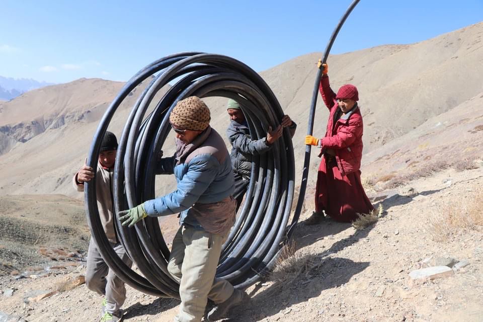 Artificial Icefall Glacier (AIG) team felicitates with an appreciation certificate by the block Khaltsi administration.